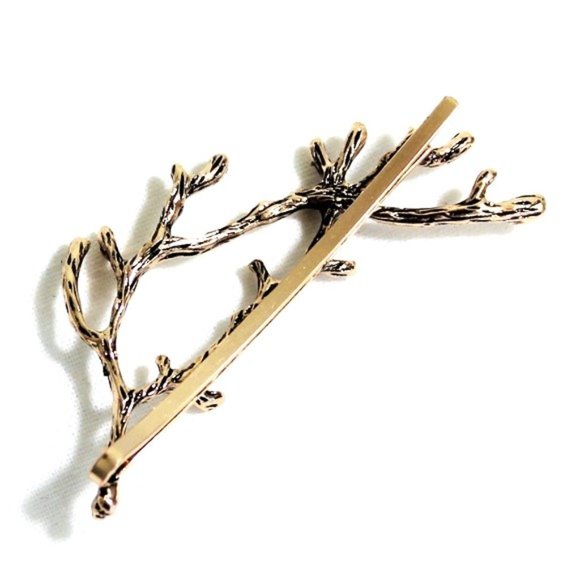 New Celtic Fairy Forest Stick Branch Hair Bobby Pin Barrette Set 2 Gold Silver - Picture 5 of 8